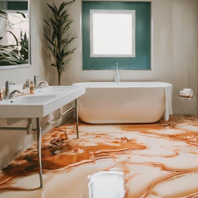 a swirl 3d effect epoxy resin floor