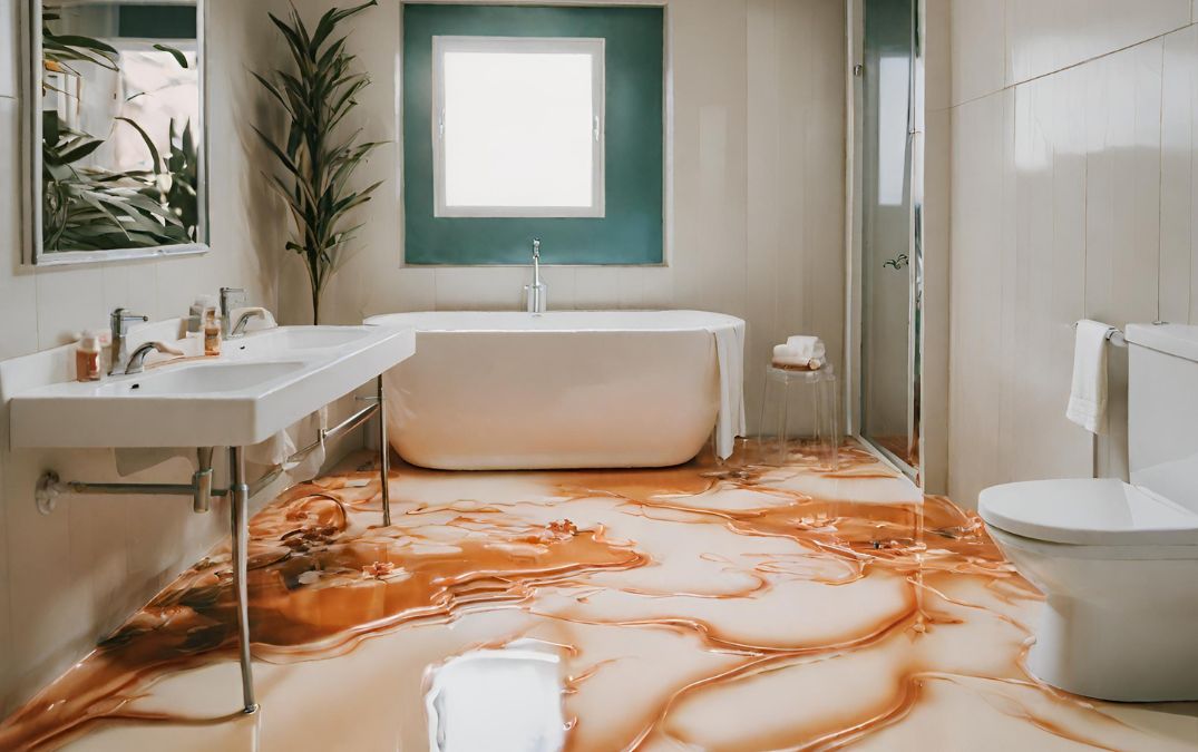 a swirl 3d effect epoxy resin floor