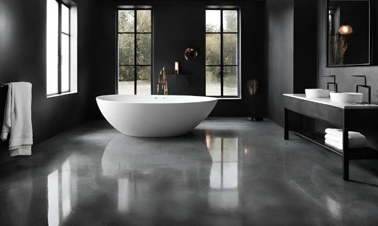 An old concrete floor which has been polished to give it a new lease on life.