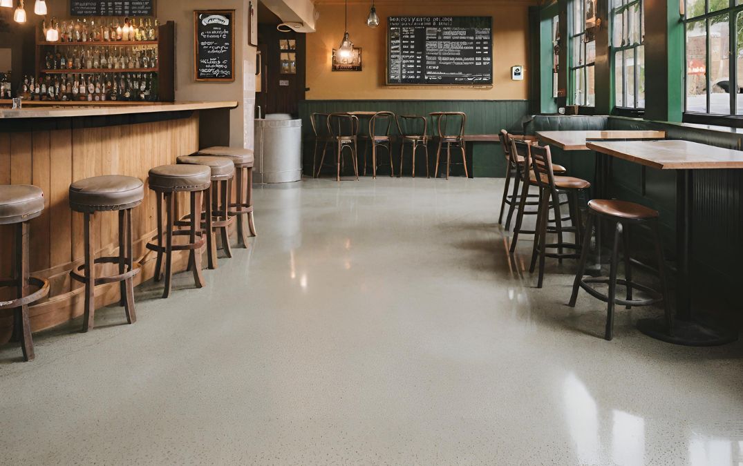 Heavy concrete flooring.