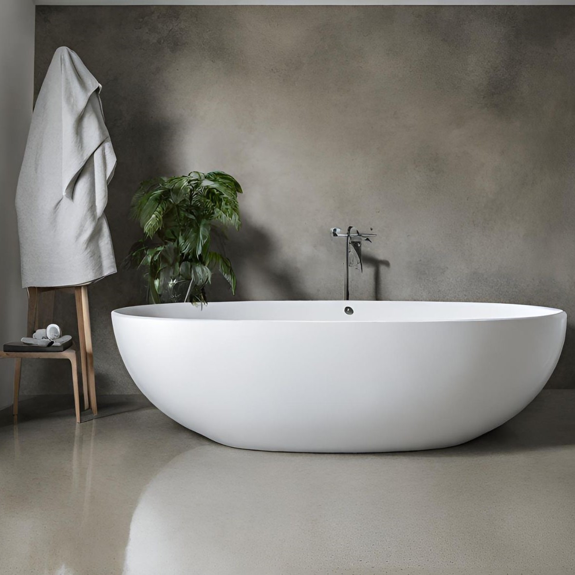 The UKs favourite type of flooring, polished concrete in a bathroom
