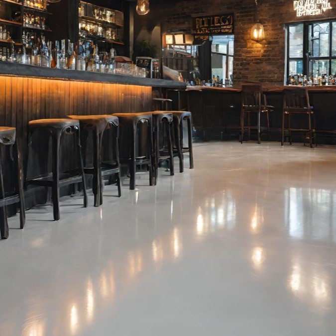 lightwash polished concrete floor for a cafe in the UK