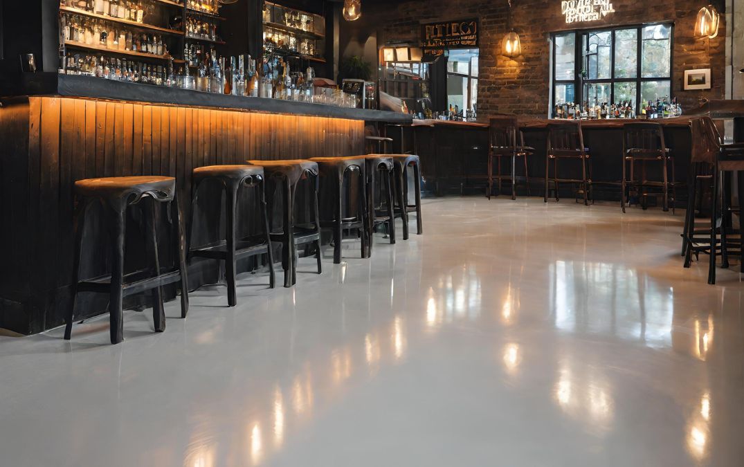 lightwash polished concrete floor for a cafe in the UK