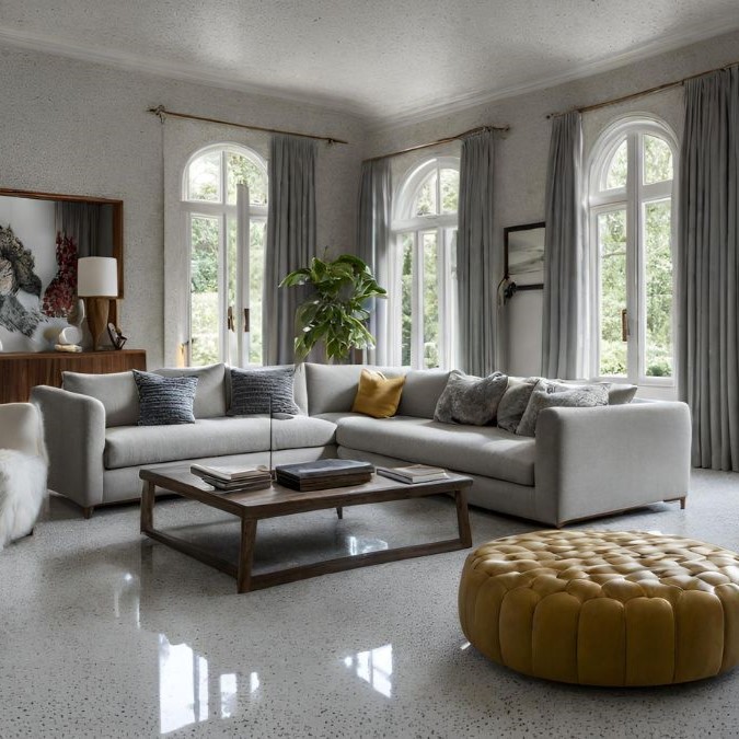 Polished concrete floor in Bridgend property